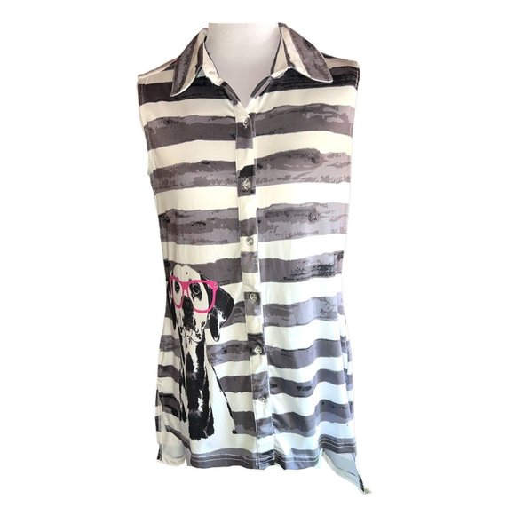 Tango Mango Sleeveless Dalmatian with Pink Glasses Women Size Small - Picture 1 of 9